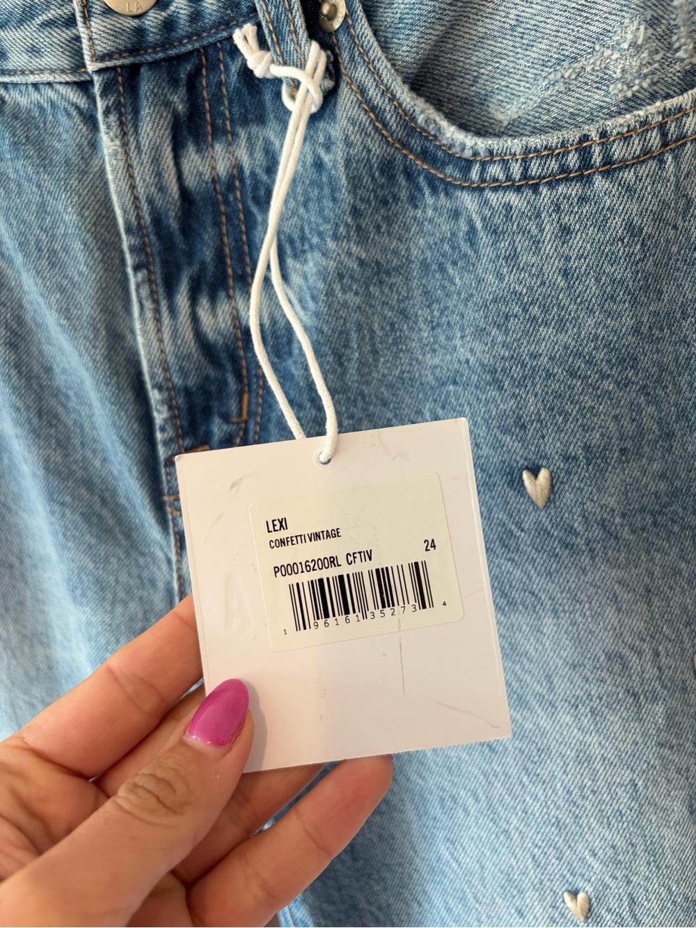 PISTOLA LEXI MID RISE BOWED STRAIGHT JEAN - CONFETTI VINTAGE - Picture 11 of 15